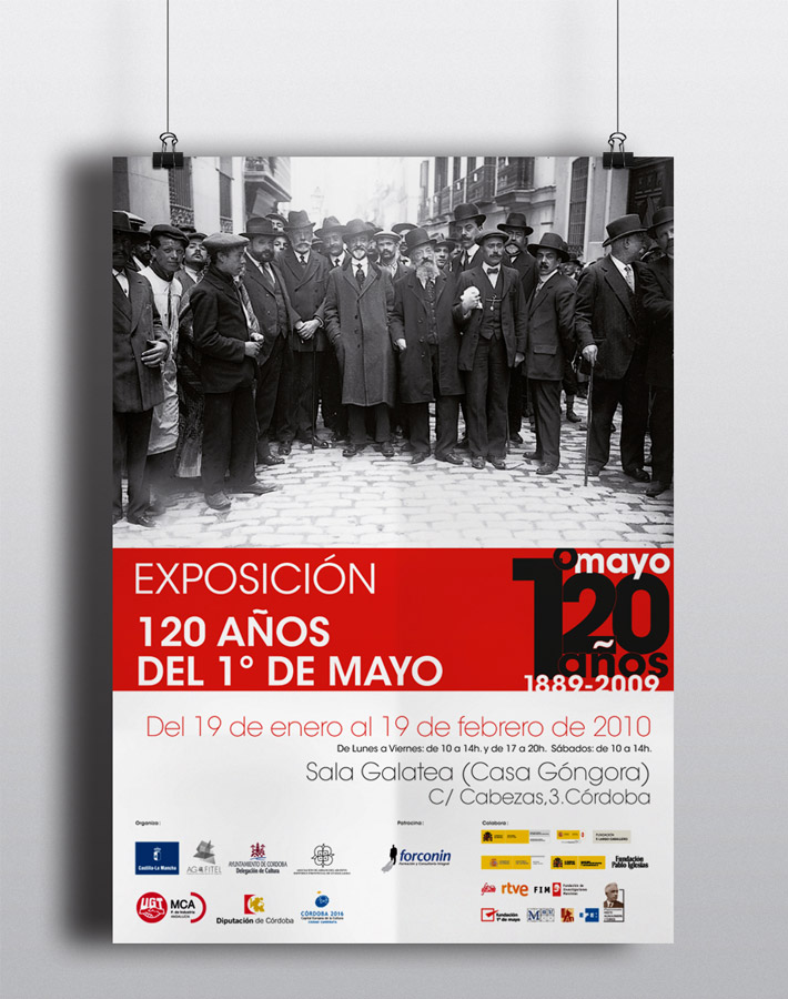 Cartelería exposición 120 años del 1º de mayo