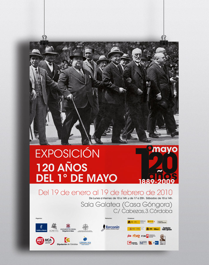 Cartelería exposición 120 años del 1º de mayo